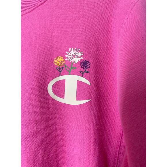 Champion Reverse Weave Sweatshirt Crewneck Floral Pink Flowers Mens Size Small - Picture 5 of 7
